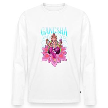 Dieu hindou - Ganesha - T-shirt manches longues Premium bio Homme - blanc - Devant - Nico (187cm)