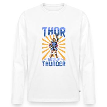 Wikinger Donnergott Thor - Männer Premium Bio Langarmshirt - Weiß - Vorne - Nico (187cm)