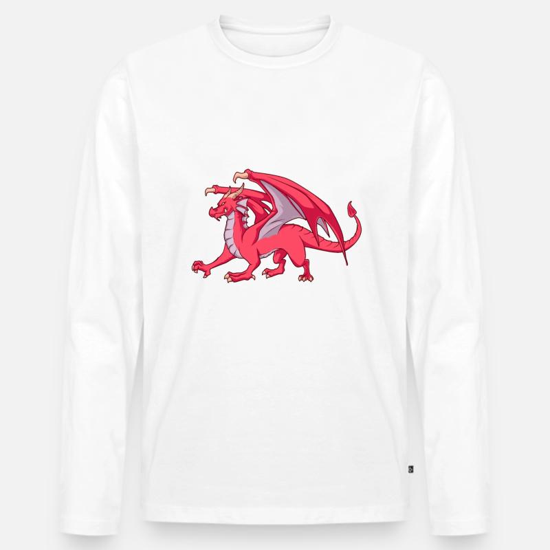 Roter Drache - Männer Premium Bio Langarmshirt - Weiß