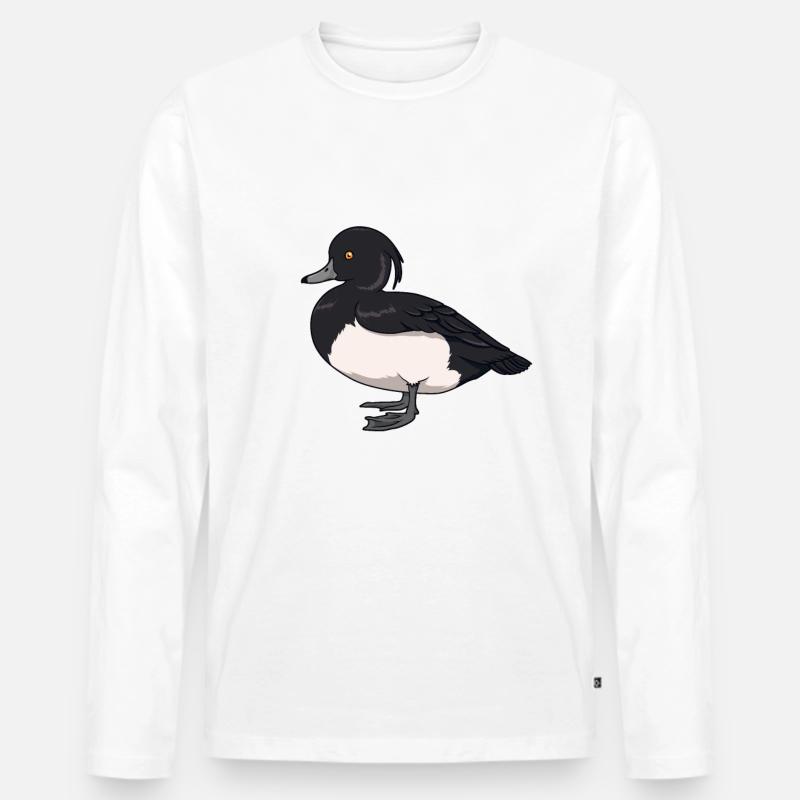 Zeichnung einer Reiherente - Männer Premium Bio Langarmshirt - Weiß