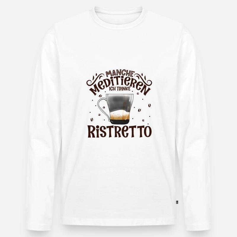Meditieren und Ristretto - Männer Premium Bio Langarmshirt - Weiß