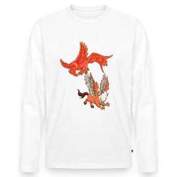 Animals of Mythology - Phoenix vs Hippogryph - Men's Premium Organic Long Sleeve Shirt - white - Front - Nico (187cm)