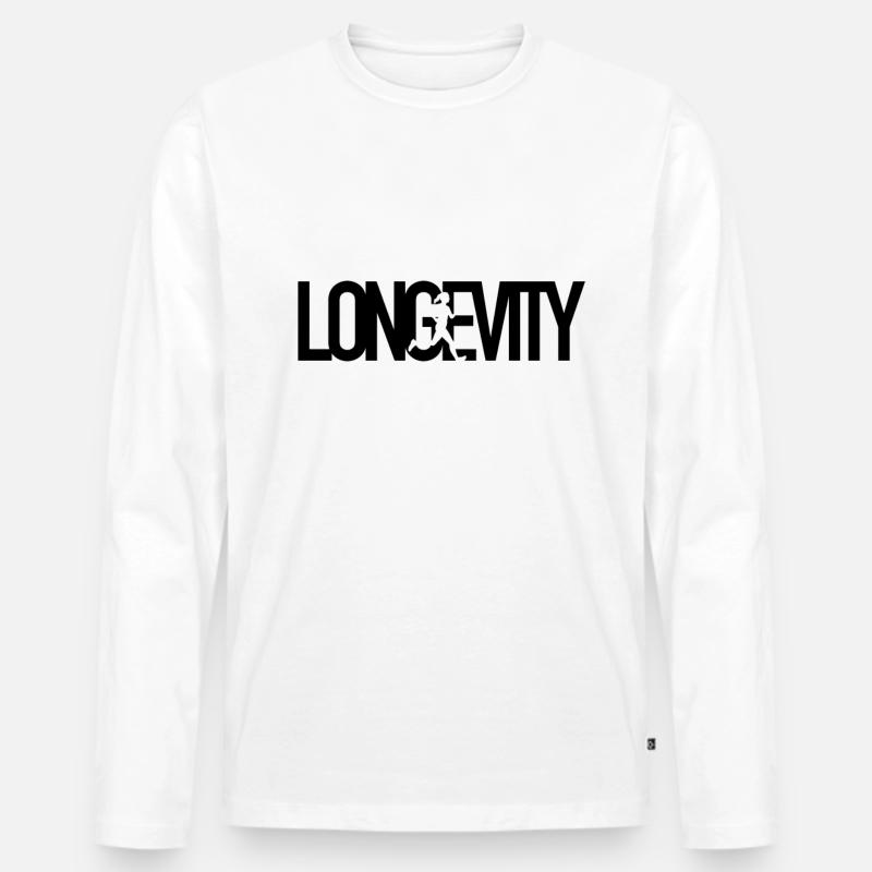 Longevity - Langes Leben - Männer Premium Bio Langarmshirt - Weiß