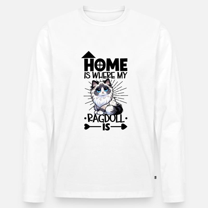 Zuhause - Ragdoll - Männer Premium Bio Langarmshirt - Weiß