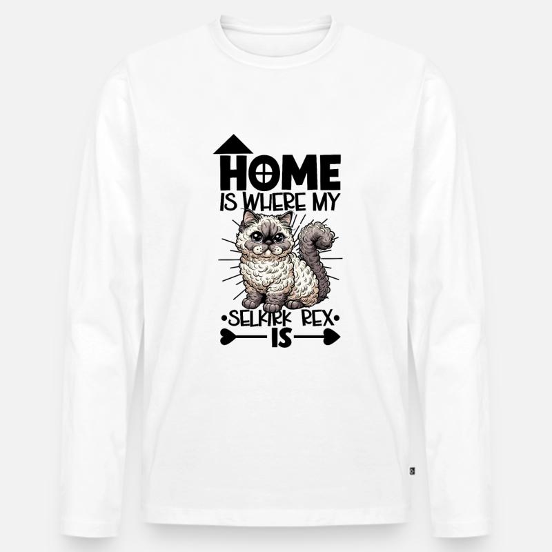 Zuhause - Selkirk Rex - Männer Premium Bio Langarmshirt - Weiß