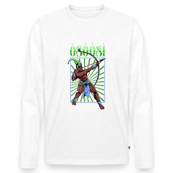 Yoruba God - Oshosi - Men's Premium Organic Long Sleeve Shirt - white - Front - Nico (187cm)