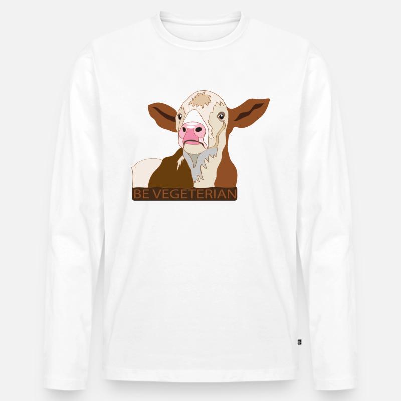 Kalb Be Vegetarian - Männer Premium Bio Langarmshirt - Weiß