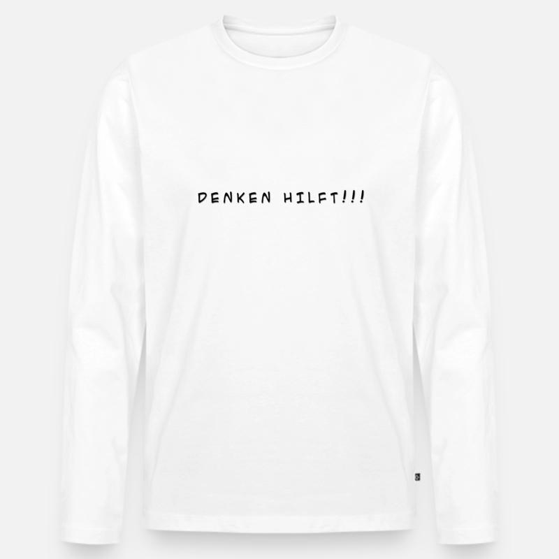 denken_hilft - Männer Premium Bio Langarmshirt - Weiß