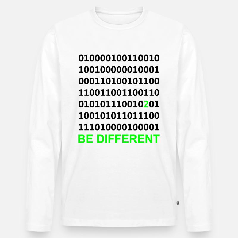 Be Different - Binary - Digital - Men's Premium Organic Long Sleeve Shirt - white