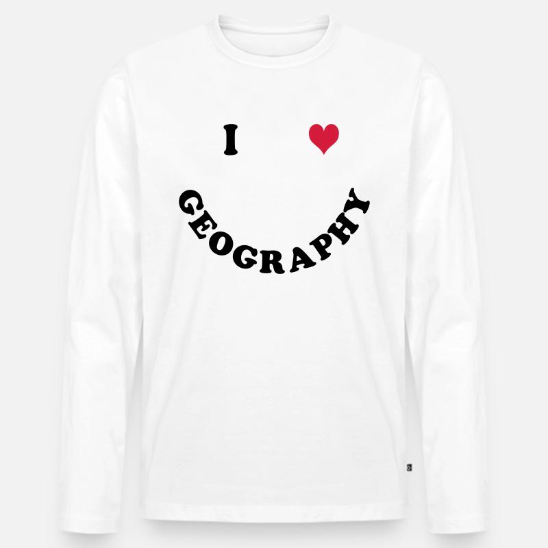 Geographie - Männer Premium Bio Langarmshirt - Weiß