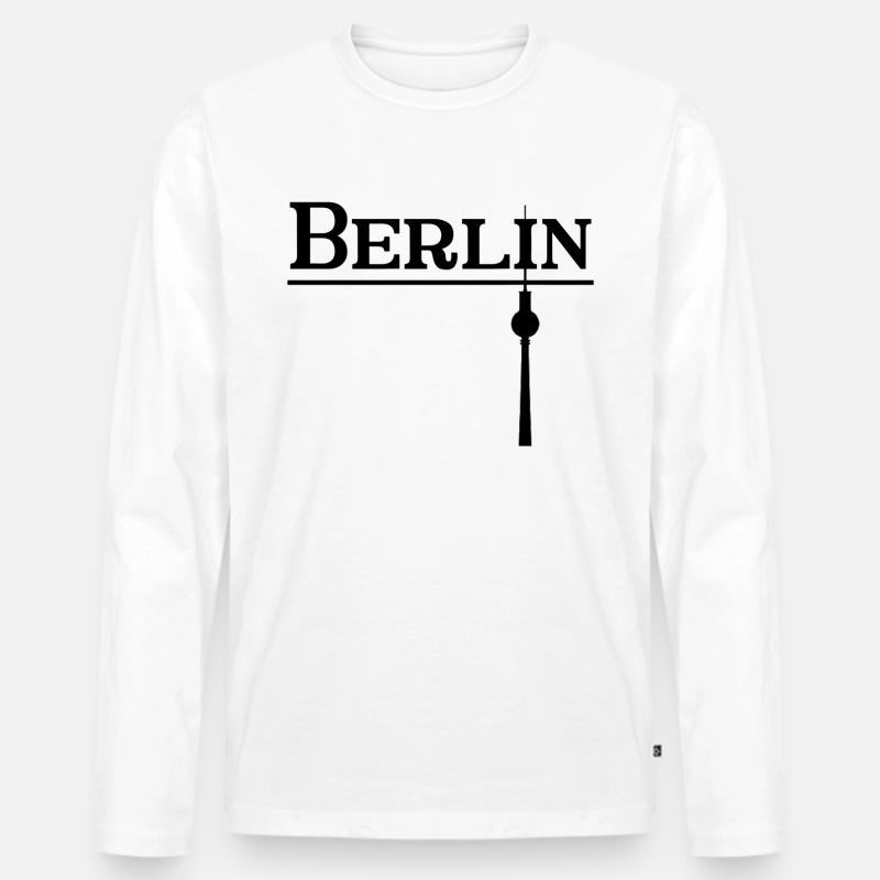 Berlin - Männer Premium Bio Langarmshirt - Weiß