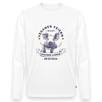 Veganer, Vegan, Tierschutz - Männer Premium Bio Langarmshirt - Weiß - Vorne - Nico (187cm)