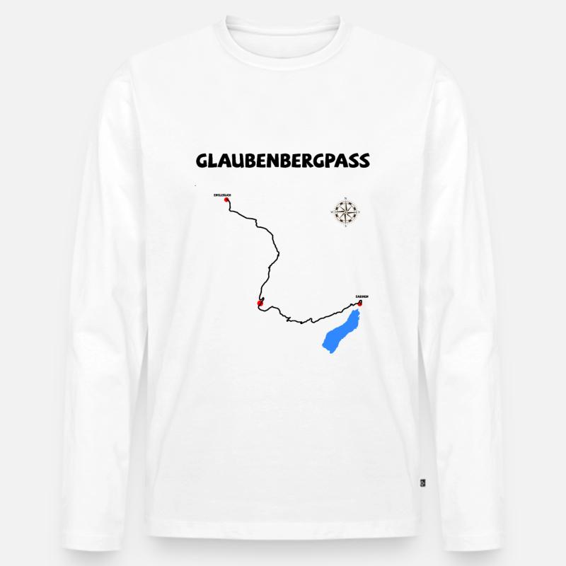Glaubenbergpass Serpentin Radfahren Schweiz - Männer Premium Bio Langarmshirt - Weiß