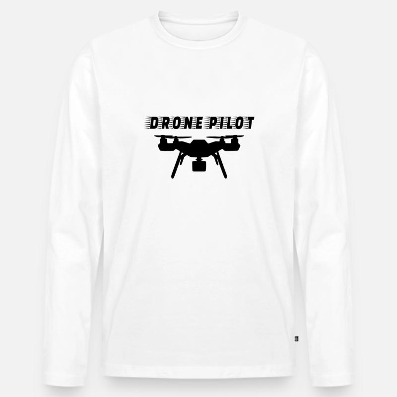 DRONE: Drone Pilot - Männer Premium Bio Langarmshirt - Weiß