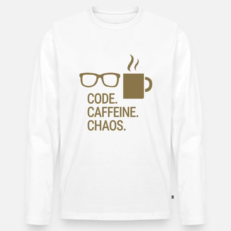 Code. Caffeine. Chaos. - Männer Premium Bio Langarmshirt - Weiß