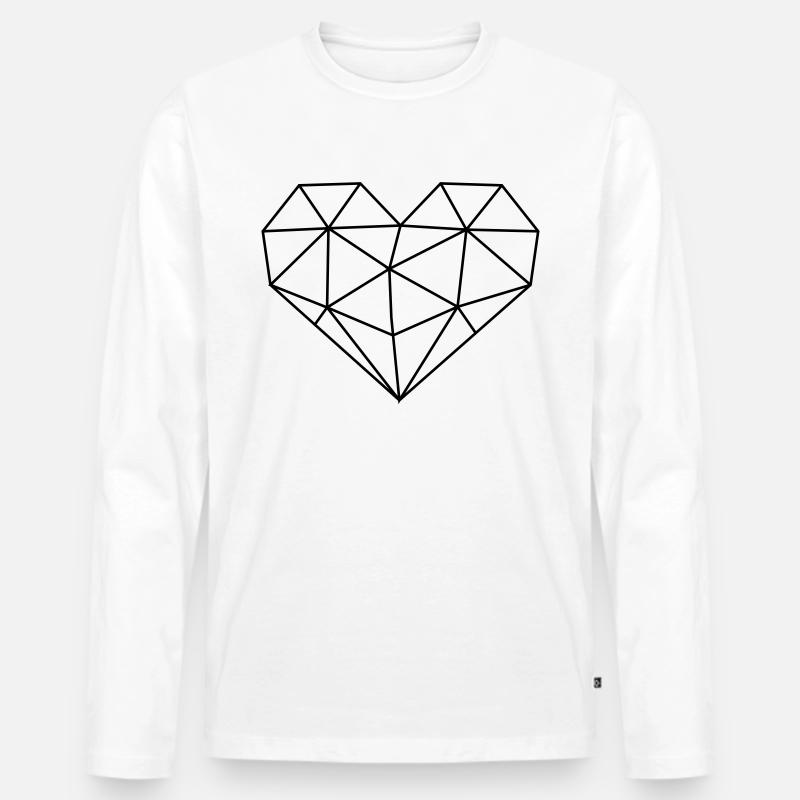 Diamantherz - Männer Premium Bio Langarmshirt - Weiß