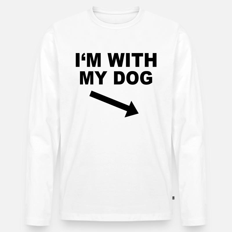 Hund - Männer Premium Bio Langarmshirt - Weiß