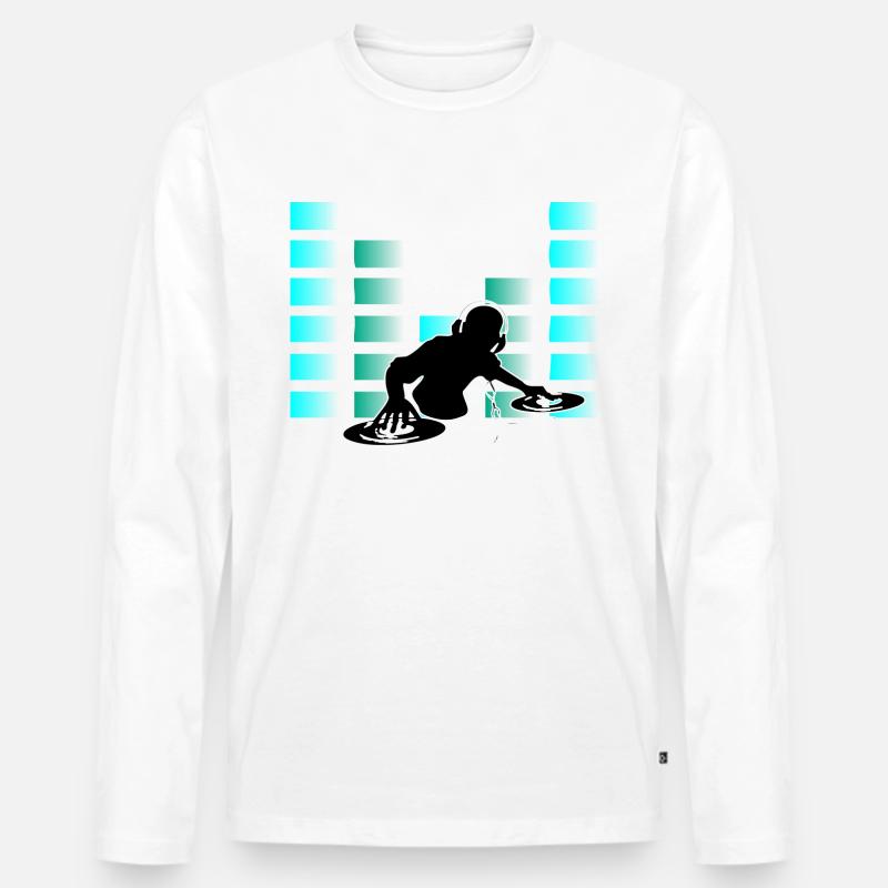 DJ - Männer Premium Bio Langarmshirt - Weiß