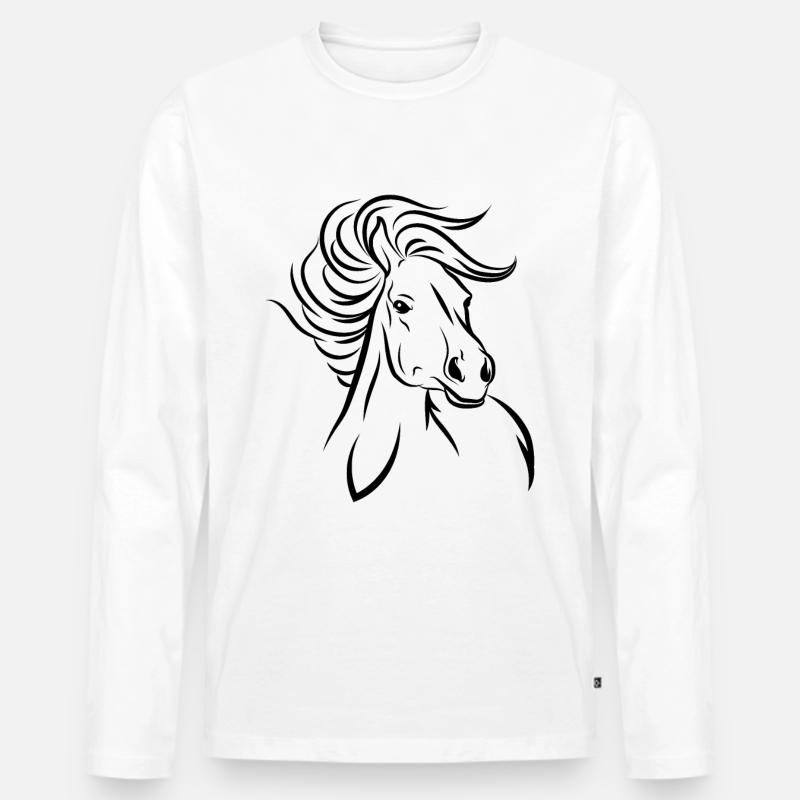 Horse Pferd - Männer Premium Bio Langarmshirt - Weiß