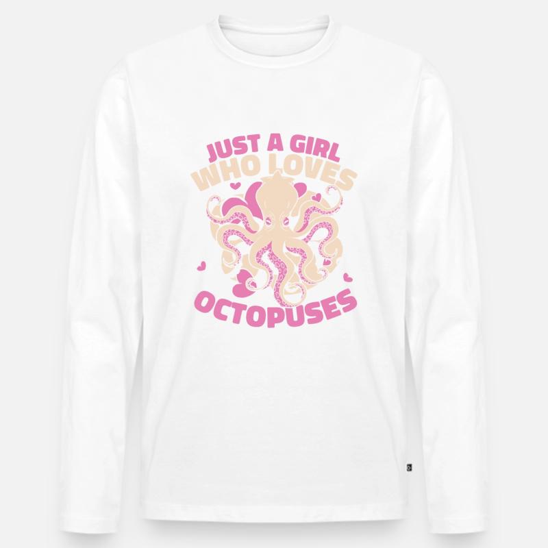 Octopus Kraken Cuttlefish Tier - Männer Premium Bio Langarmshirt - Weiß