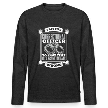 Justizvollzugsbeamter Wärter Vollzugsbeamter - Männer Premium Bio Langarmshirt - Anthrazit meliert - Vorne - Nico (187cm)