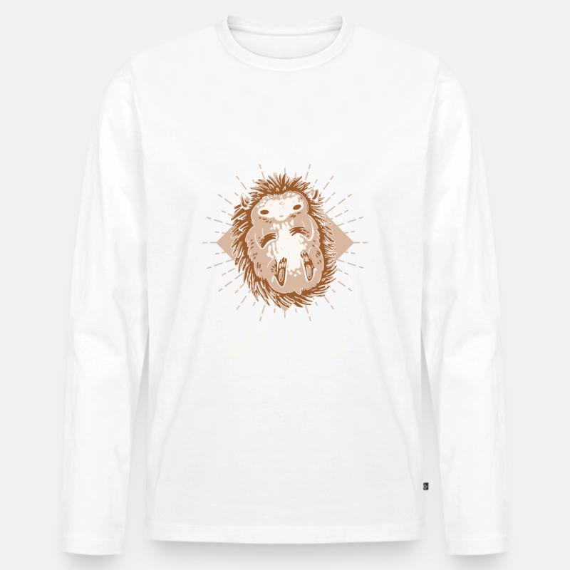 Igel Stachelig Tier Igel - Männer Premium Bio Langarmshirt - Weiß