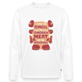 Meat Smoking BBQ Grill Smoke Beef Smoker - Men's Premium Organic Long Sleeve Shirt - white - Front - Nico (187cm)