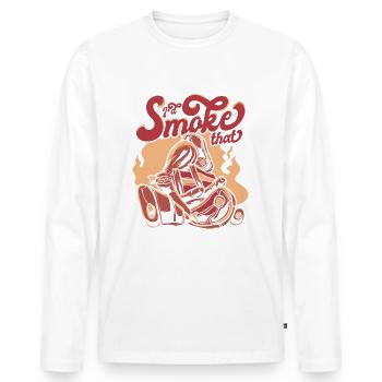 Meat Smoking BBQ Grill Smoke Beef Smoker - Men's Premium Organic Long Sleeve Shirt - white - Front - Nico (187cm)
