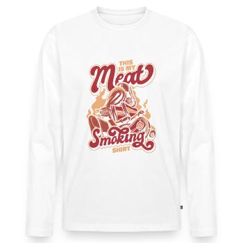 Meat Smoking BBQ Grill Smoke Beef Smoker - Men's Premium Organic Long Sleeve Shirt - white - Front - Nico (187cm)