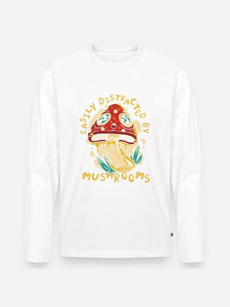 Champignons Champignons Champignon Champignon - T-shirt manches longues Premium bio Homme - blanc