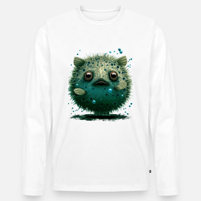 Kugelfisch Kugelfische Fisch Ozean Tier - Männer Premium Bio Langarmshirt - Weiß