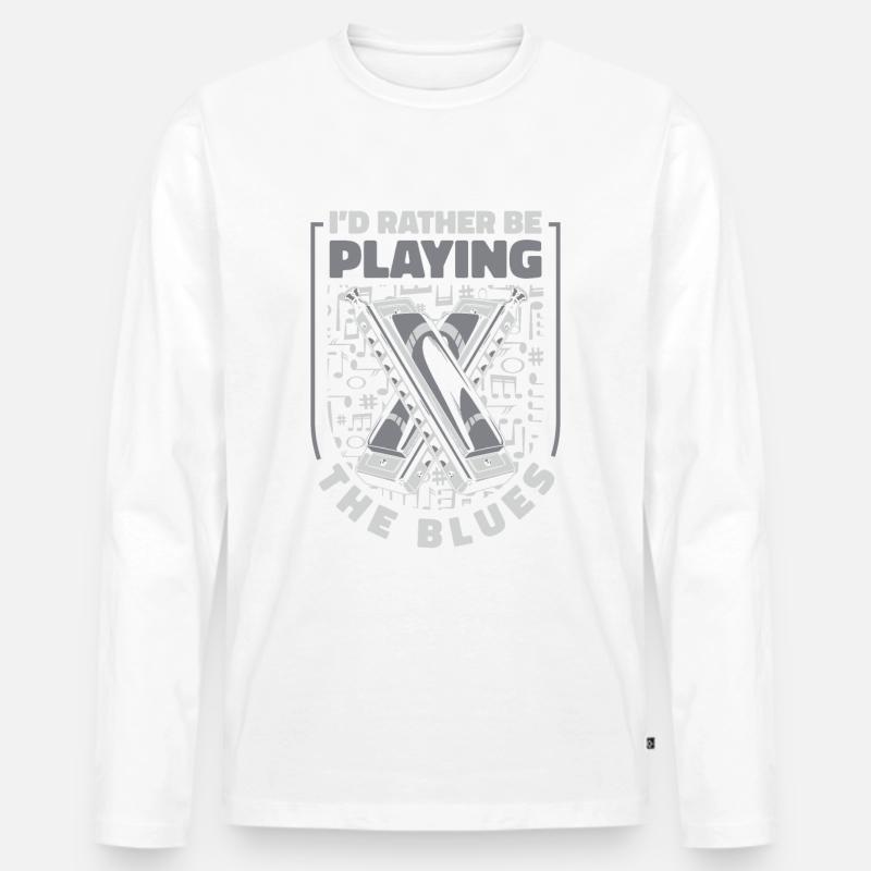 Harmonica Harmonica Instrument Music - Men's Premium Organic Long Sleeve Shirt - white