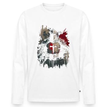 Deus Vult Kreuzritter Tempelritter Mittelalter - Männer Premium Bio Langarmshirt - Weiß - Vorne - Nico (187cm)