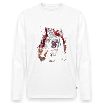 Deus Vult Kreuzritter Tempelritter Mittelalter - Männer Premium Bio Langarmshirt - Weiß - Vorne - Nico (187cm)