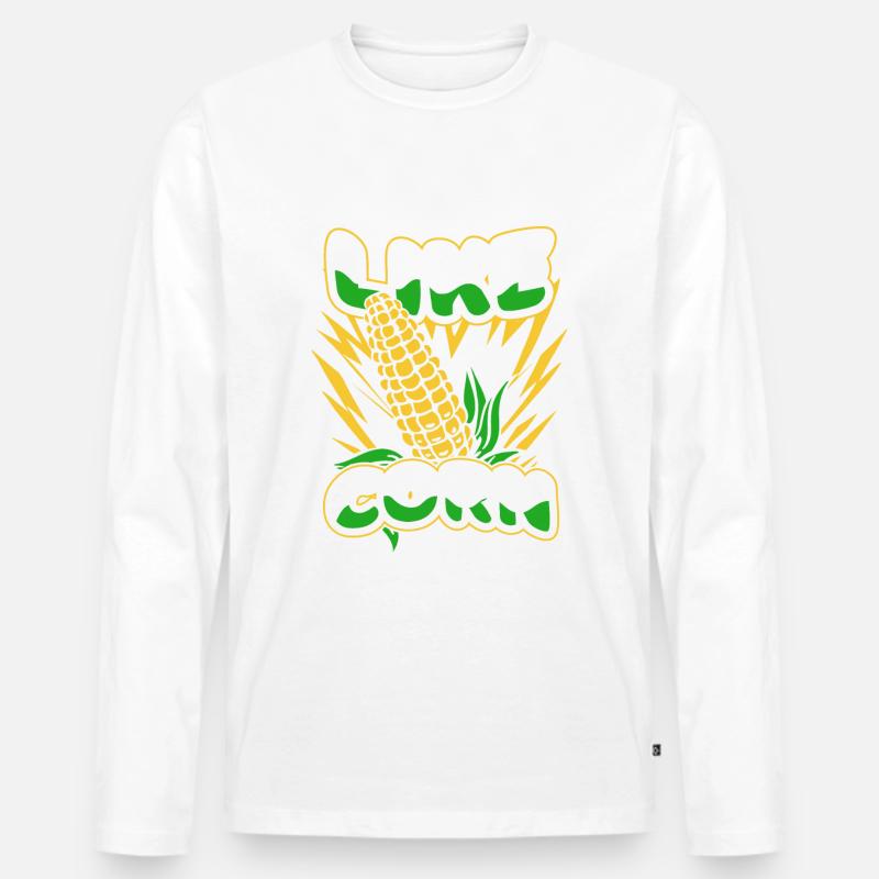 Mais Maiskolben Bauer - Männer Premium Bio Langarmshirt - Weiß