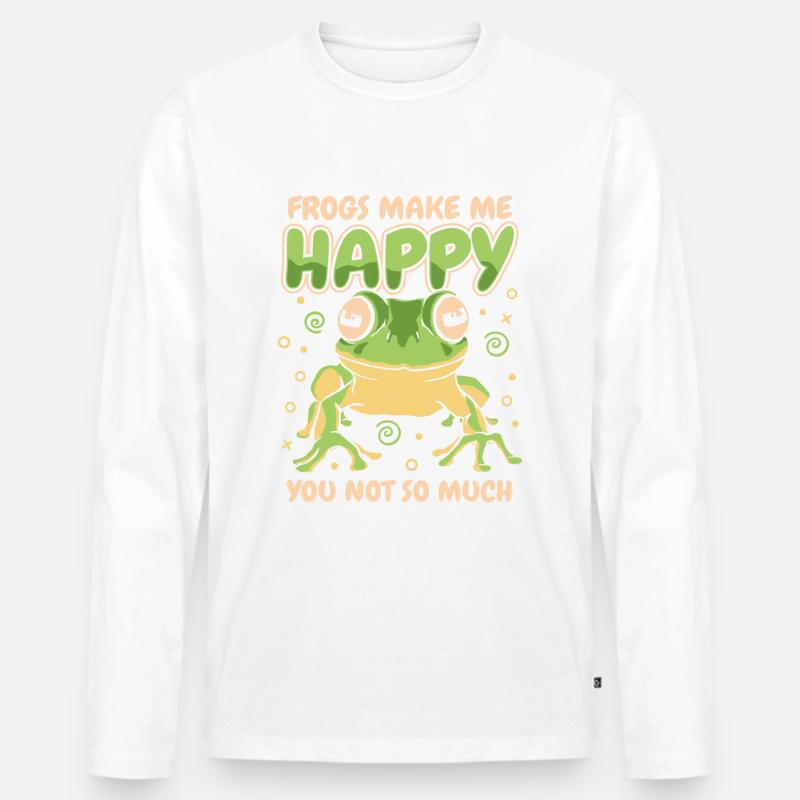 Frosch Kröte - Männer Premium Bio Langarmshirt - Weiß