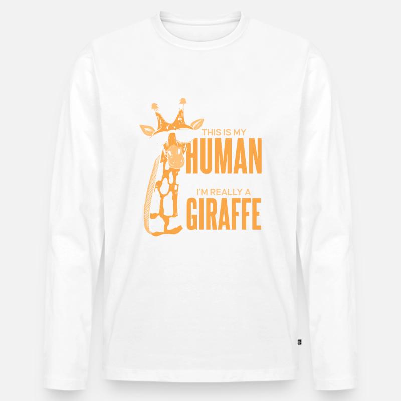 Giraffe Tier Afrika Giraffen - Männer Premium Bio Langarmshirt - Weiß