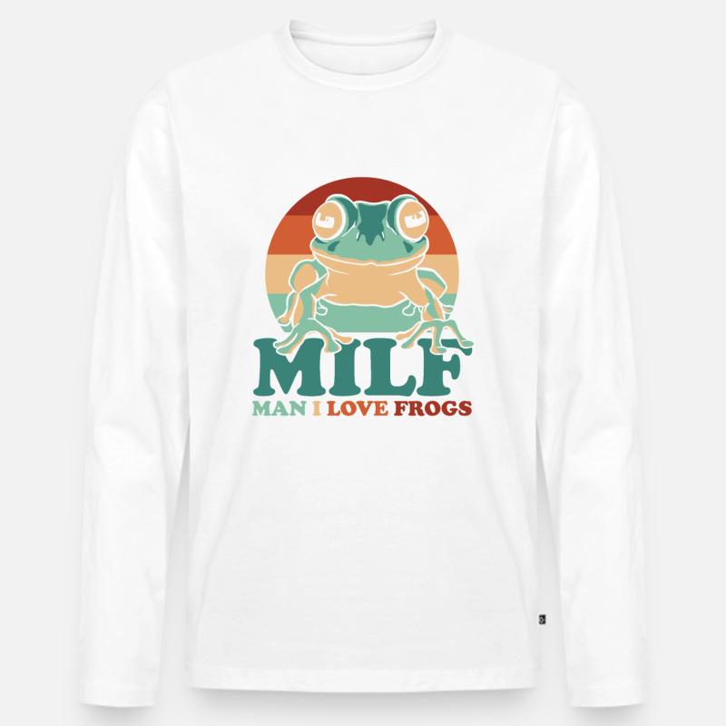 Frosch Kröte - Männer Premium Bio Langarmshirt - Weiß