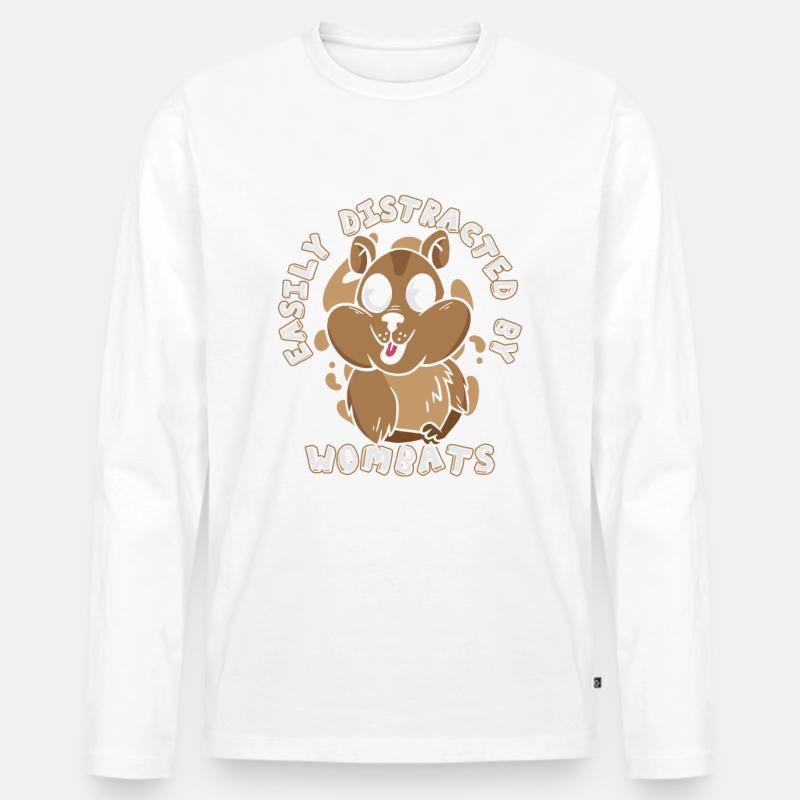 Wombat Tier Australien Womabts - Männer Premium Bio Langarmshirt - Weiß