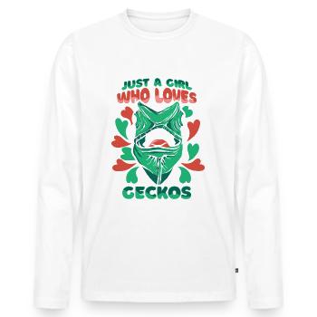 Gecko Gecko's Lizard - Men's Premium Organic Long Sleeve Shirt - white - Front - Nico (187cm)