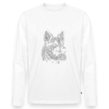 Deutscher Schäferhund Hund Malinois - Männer Premium Bio Langarmshirt - Weiß - Vorne - Nico (187cm)