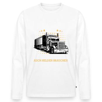 LKW Fahrer Fernfahrer Lastkraftwagenfahrer - Männer Premium Bio Langarmshirt - Weiß - Vorne - Nico (187cm)
