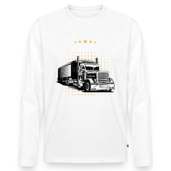LKW Fahrer Fernfahrer Lastkraftwagenfahrer - Männer Premium Bio Langarmshirt - Weiß - Vorne - Nico (187cm)