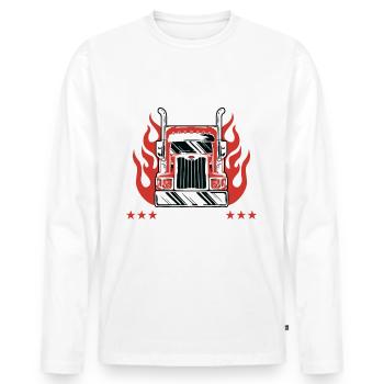 LKW Fahrer Fernfahrer Lastkraftwagenfahrer - Männer Premium Bio Langarmshirt - Weiß - Vorne - Nico (187cm)