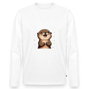 Otter Seeotter - Männer Premium Bio Langarmshirt - Weiß - Vorne - Nico (187cm)