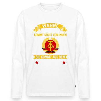 Ostdeutschland Osten Ossi DDR Heimat Ostblock - Männer Premium Bio Langarmshirt - Weiß - Vorne - Nico (187cm)
