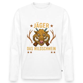 Wildschwein Jäger Wildschweine Jagd Wald Wildsau - Männer Premium Bio Langarmshirt - Weiß - Vorne - Nico (187cm)