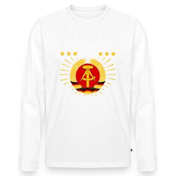 Ostdeutschland Osten Ossi DDR Heimat Ostblock - Männer Premium Bio Langarmshirt - Weiß - Vorne - Nico (187cm)