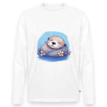 Otter Seeotter - Männer Premium Bio Langarmshirt - Weiß - Vorne - Nico (187cm)