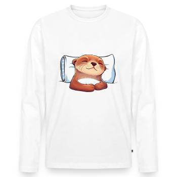 Otter Seeotter - Männer Premium Bio Langarmshirt - Weiß - Vorne - Nico (187cm)